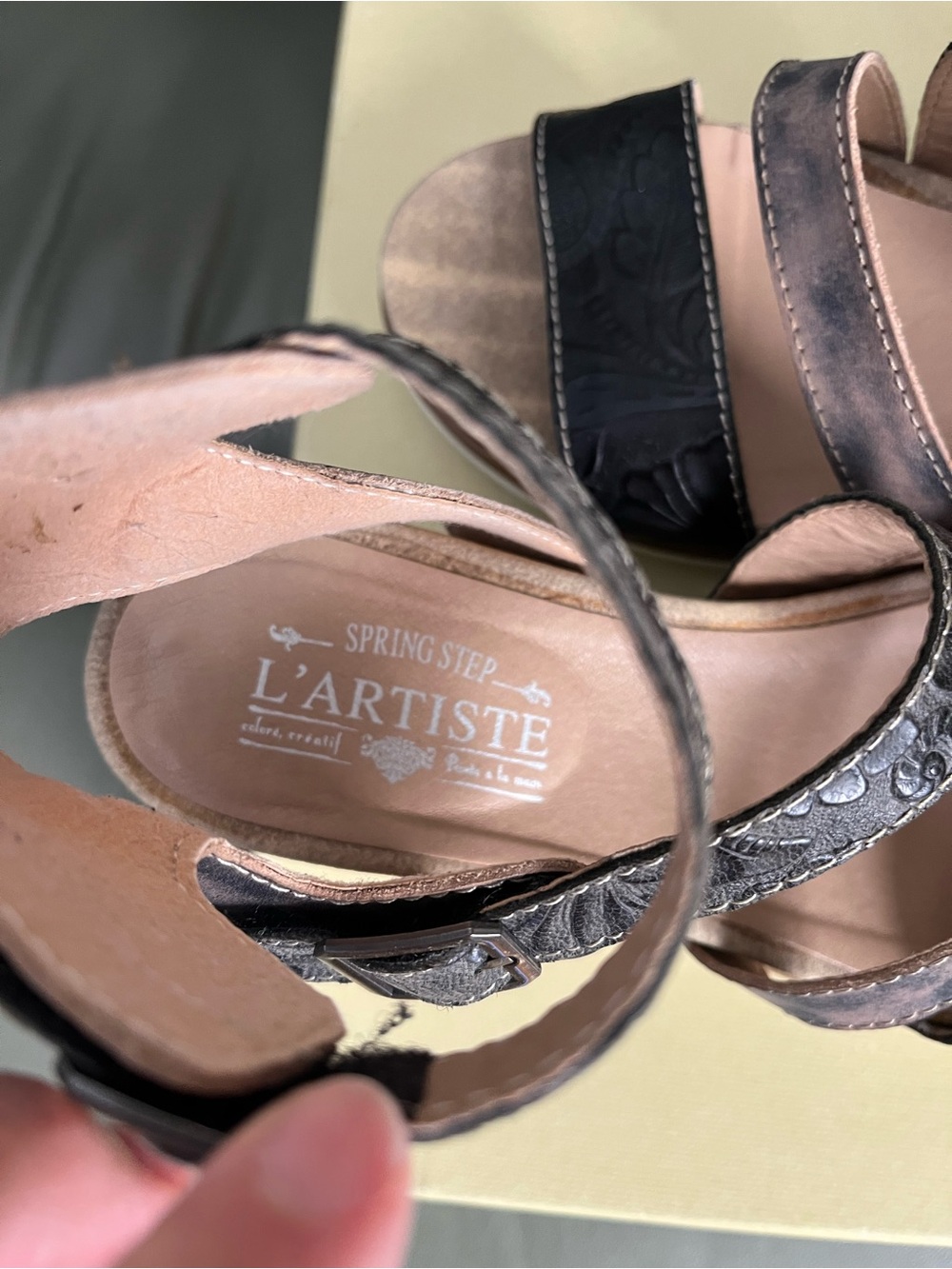 L’Artiste Nolana Black Brown Multi Wedge Sandals - Picture 8 of 9
